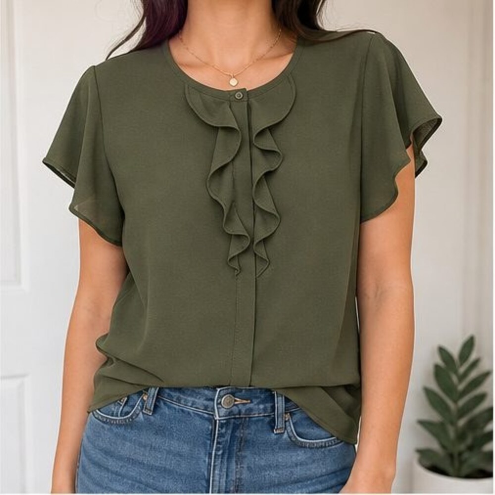 Olive Button Blouse - Picture 2 of 6